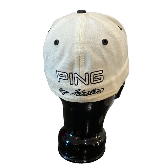 Vintage PING by Karsten 100% Wool Fitted Cap Hat Size 7 Made in USA Black White - Picture 3 of 7